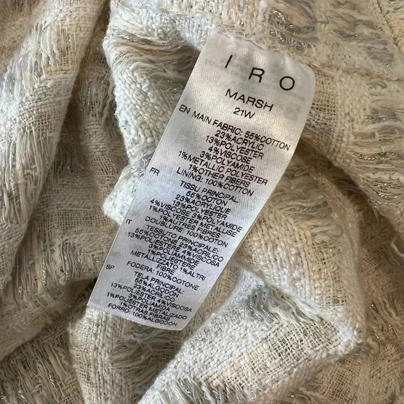 IRO NEW Marsh Metallic Ecru Silver Tweed Shacket Shirt Jacket 38 - Picture 14 of 15